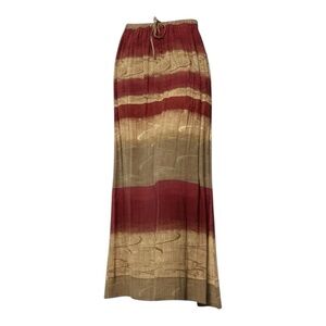 Vintage Koret Folksy Maxi Skirt Flowy Burgundy Gold Ombré Boho Rayon medium